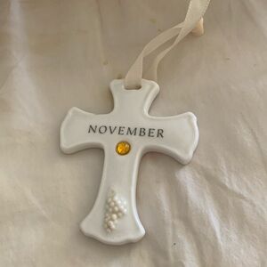 Ceramic cross with November on it and November stone of the month,hang it up